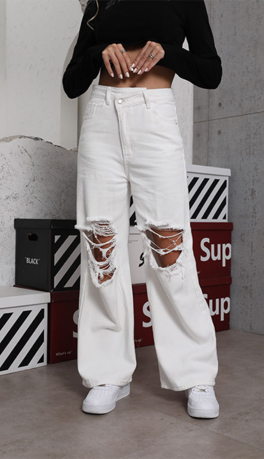 TWIFER Plus Size Pants For Women High Waisted Baggy Ripped Jeans