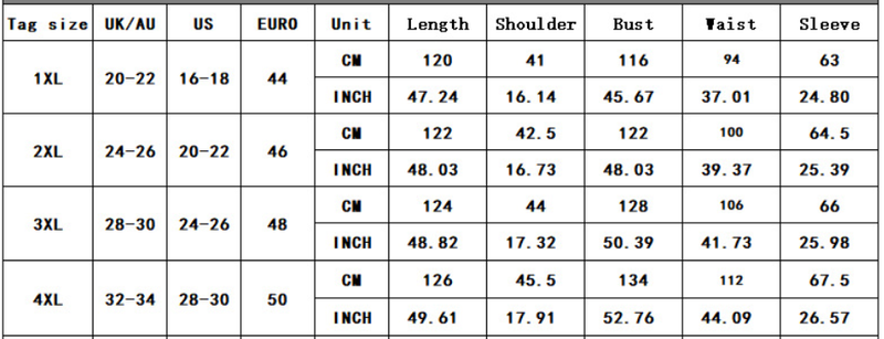 size chart for plus size office dress