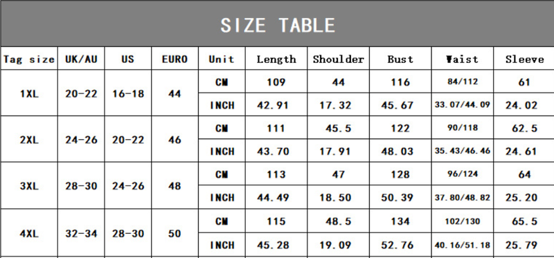 size chart for midi dress