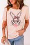 Rabbit Graphic T-Shirt - Round Neck Short Sleeve Cute Animal Print Tee | Casual Women’s Top