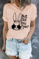 Cute Rabbit Graphic T-Shirt - Round Neck Short Sleeve Animal Print Tee | Casual Women’s Top