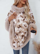 Furry Contrast Three-Quarter Poncho | Stylish & Cozy Women's Layer