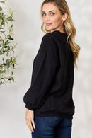 BiBi Half Zip Brushed Terry Long Sleeve Top