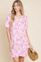 BOMBOM Floral Button Down Mini Dress