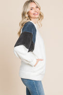 Culture Code Color Block Faux Fur Raglan Sleeve Sweatshirt