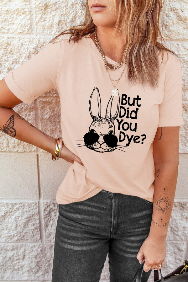 Cute Rabbit Graphic T-Shirt - Round Neck Short Sleeve Animal Print Tee | Casual Women’s Top