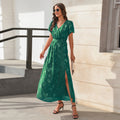 V neck High Waist Tied Long Dress