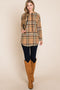 BOMBOM Drawstring Plaid Long Sleeve Hoodie