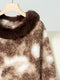 Furry Contrast Three-Quarter Poncho | Stylish & Cozy Women's Layer