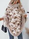 Furry Contrast Three-Quarter Poncho | Stylish & Cozy Women's Layer