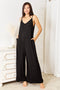 Double Take Full Size Soft Rayon Spaghetti Strap Tied Wide Leg Jumpsuit