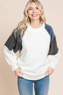 Culture Code Color Block Faux Fur Raglan Sleeve Sweatshirt