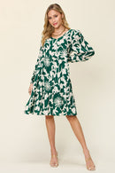 Double Take Full Size Printed Ruffle Hem Dress with Pocket