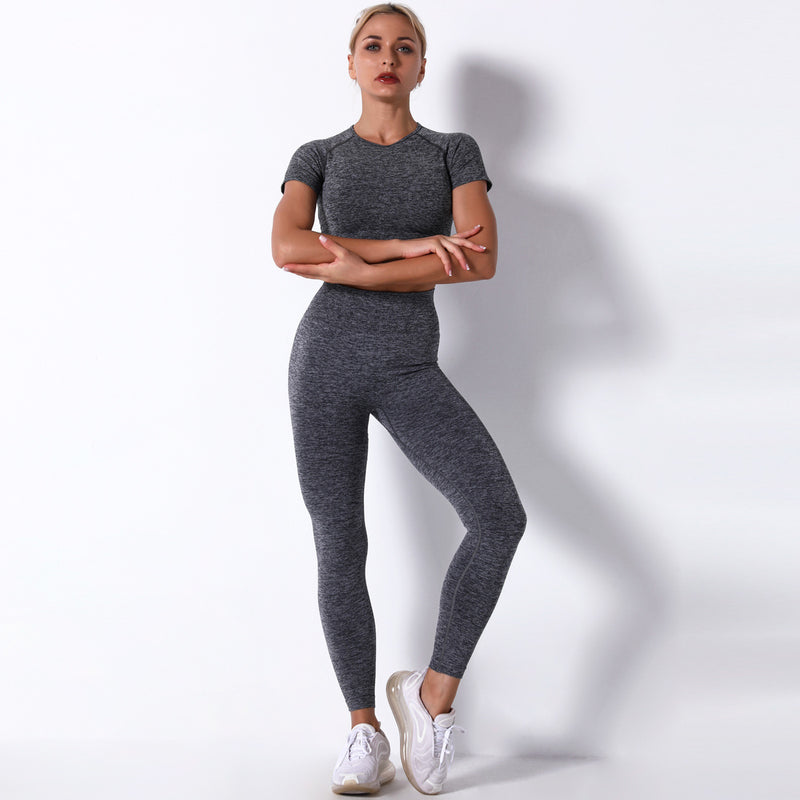 Dinazah Women Workout Short Sleeve Trousers Yoga Suit