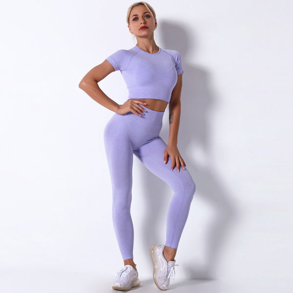 Dinazah Women Workout Short Sleeve Trousers Yoga Suit