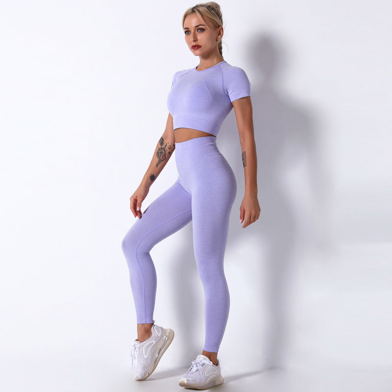 Dinazah Women Workout Short Sleeve Trousers Yoga Suit