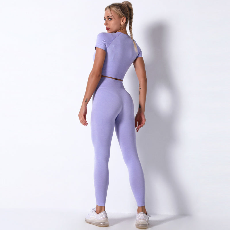 Dinazah Women Workout Short Sleeve Trousers Yoga Suit