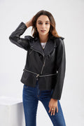 Detachable Leather Jacket Stylish Moto Biker Coat 