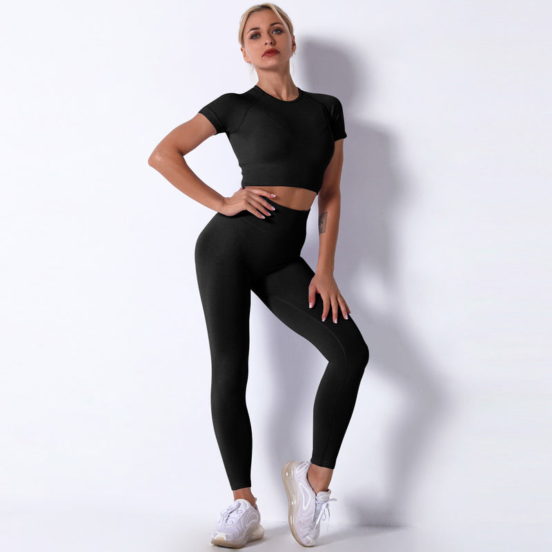 Dinazah Women Workout Short Sleeve Trousers Yoga Suit